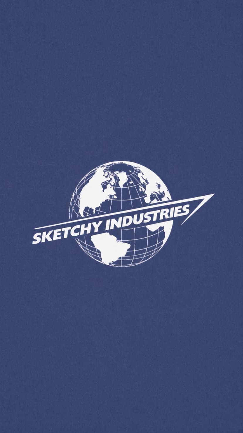 Globe emblem — white Sketchy Industries mark on navy