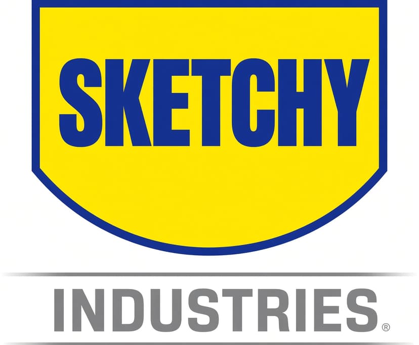 Yellow and blue SKETCHY shield mark
