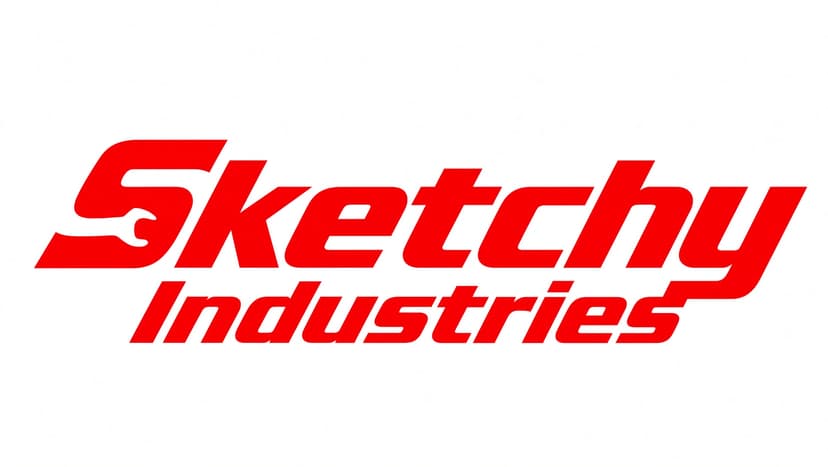 Red italic Sketchy Industries mark with wrench in the S